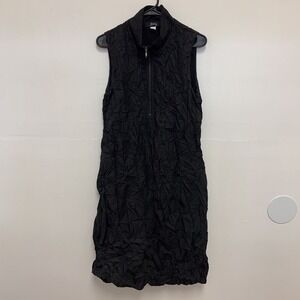 EverSassy Ruched 1/2 Zip Sleeveless Maxi Dress Black Size Small